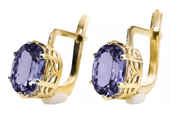 8 كارت من الذهب الأصفر 333 Alexandrite أقراط vec003x-ax روسي سوفيتي الاتحاد السوفيتي فينتاج آرت ديكو style Art Deco